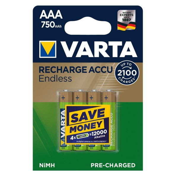 Аккумулятор VARTA RECHARGEABLE ACCU ENDLESS AAA 750 mAh BLI 4 NI-MH